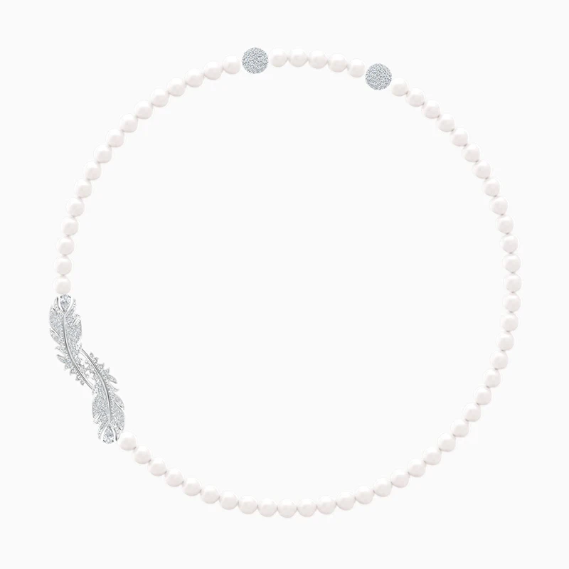 

2020 Fashion Jewelry SWA New NICE NECKLACE Beautiful Trendy Feather Crystal Pearl Crystal Female Romantic Jewelry Gift