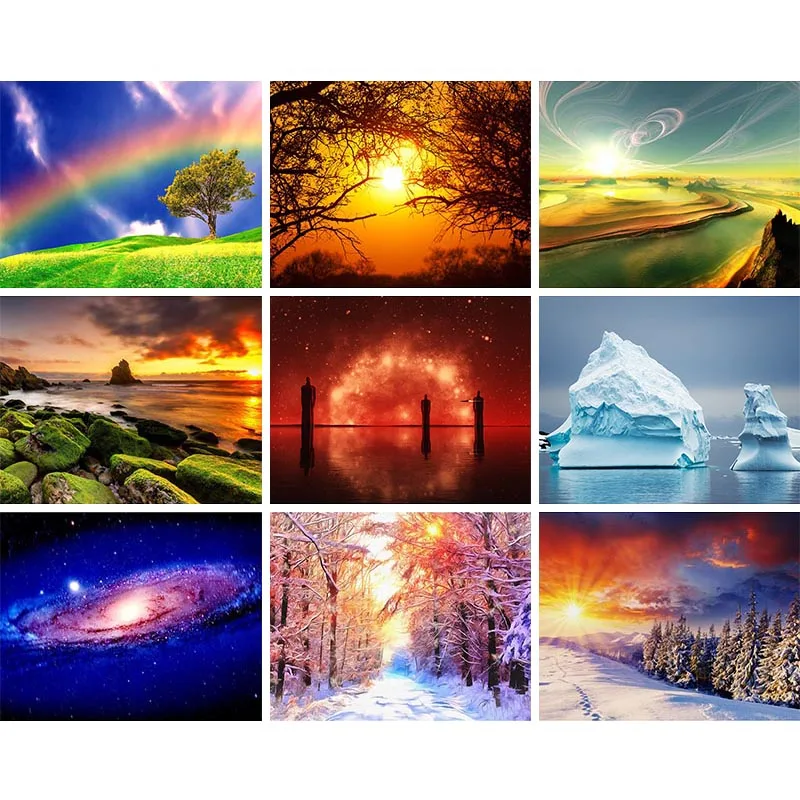 

5D DIY Landscape Diamond Painting Cross Stitch Full Square Round Drill Embroidery Colorful Handmade Home Room Wall Decor Craft