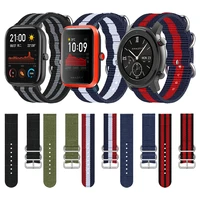 22 20mm ring buckle fabric band for huami amazfit smart watch nylon strap watchband for amazfit stratos 3 gtr gts bip s bracelet