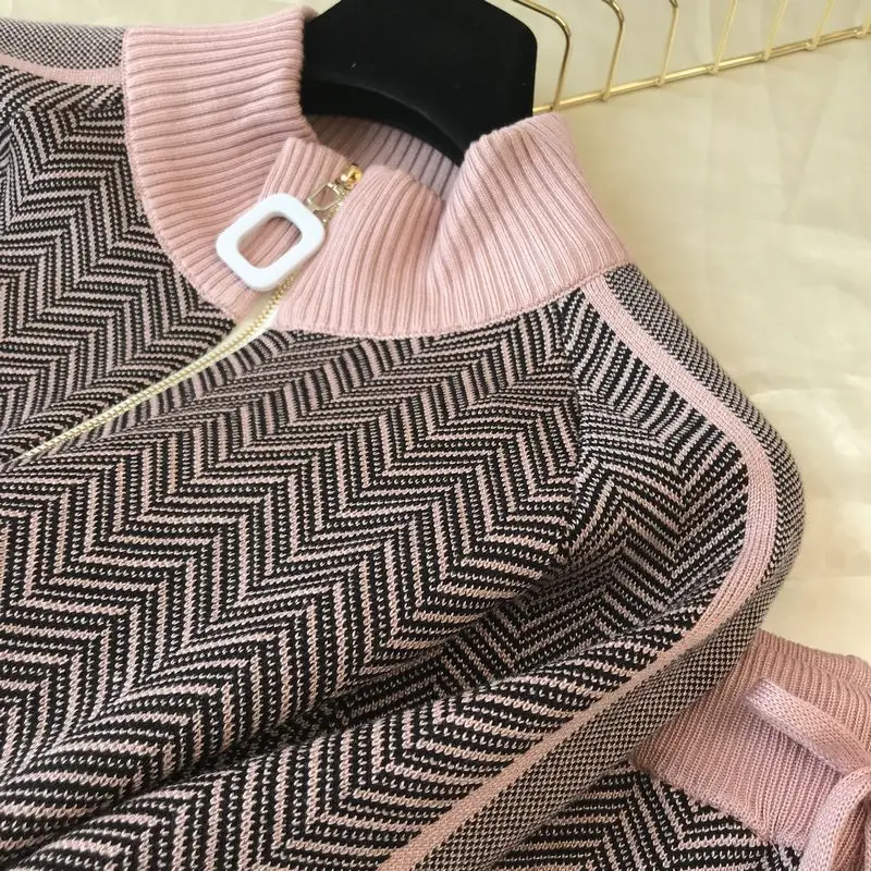 

sweater+pants women clothing set casual body suits cardigan pants outfits spring plaid two pieces set woman knitted tracksuits