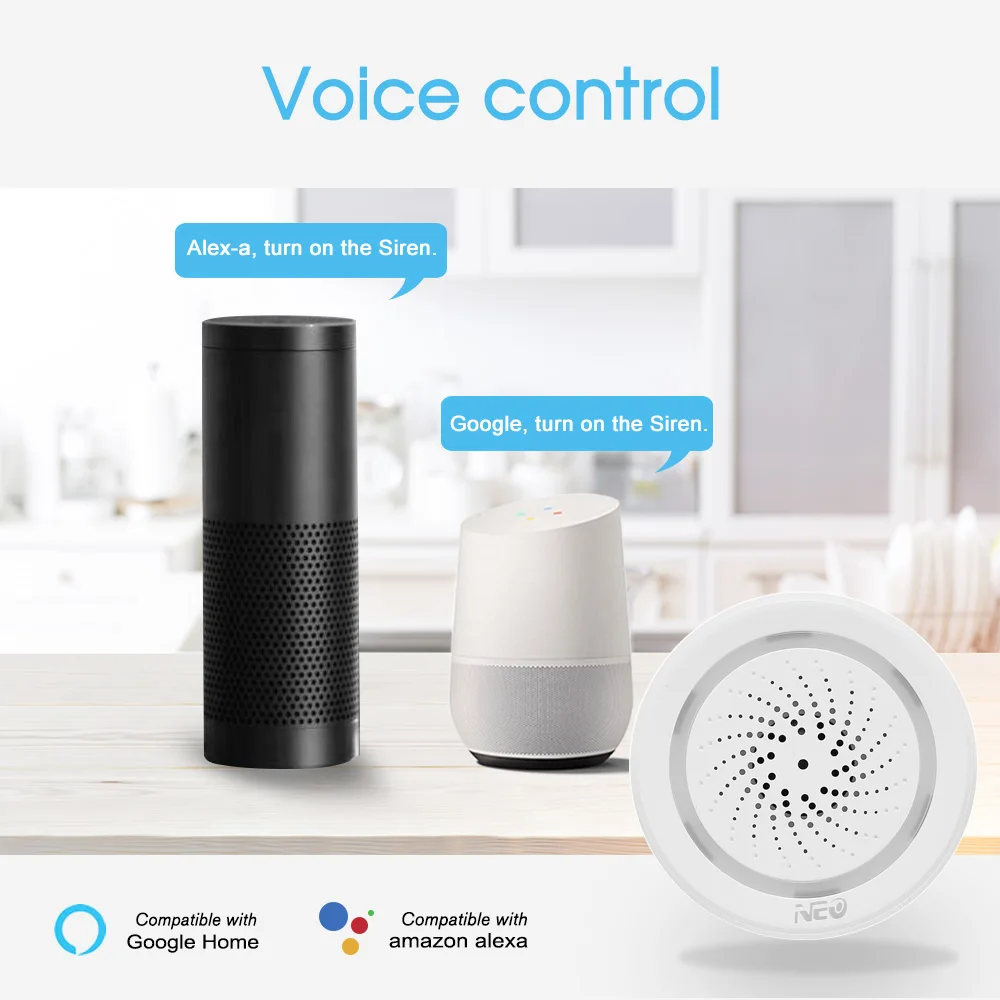 3 в 1 Wi-Fi сирена с датчиком температуры и влажности Tuya Smart Life Alexa Google Home IFTT |