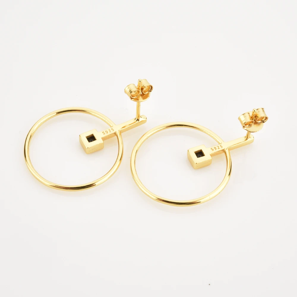 

ANDYWEN 925 Sterling Silver Black Zircon Big Circle Stud Earring Women Luxury Jewelry Clips For Women Rock Punk Jewelry Piercing