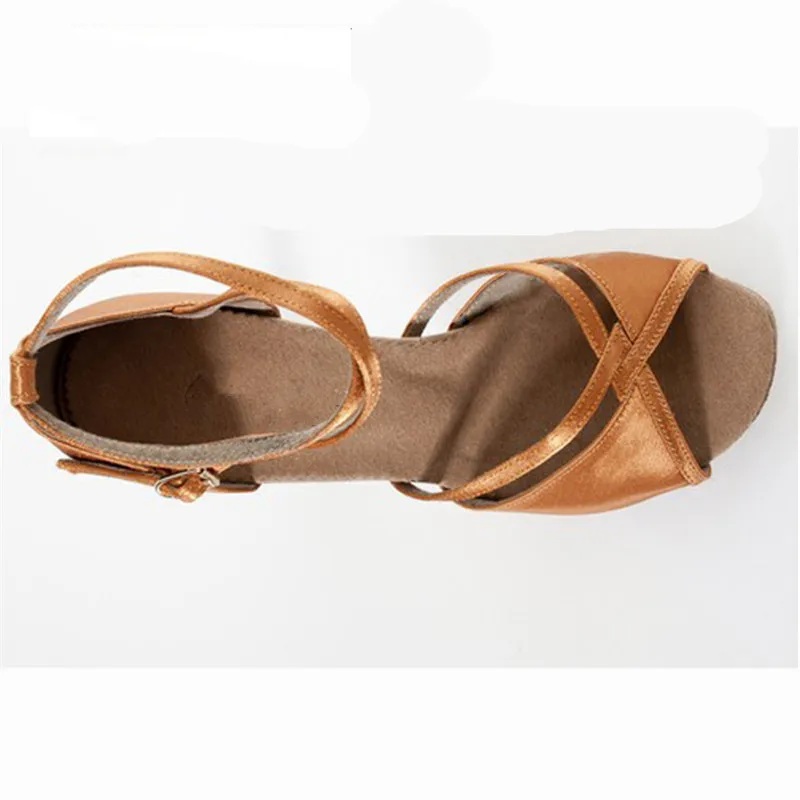 Женская обувь для латинских танцев на каблуках Сатиновые туфли с пряжкой бальных