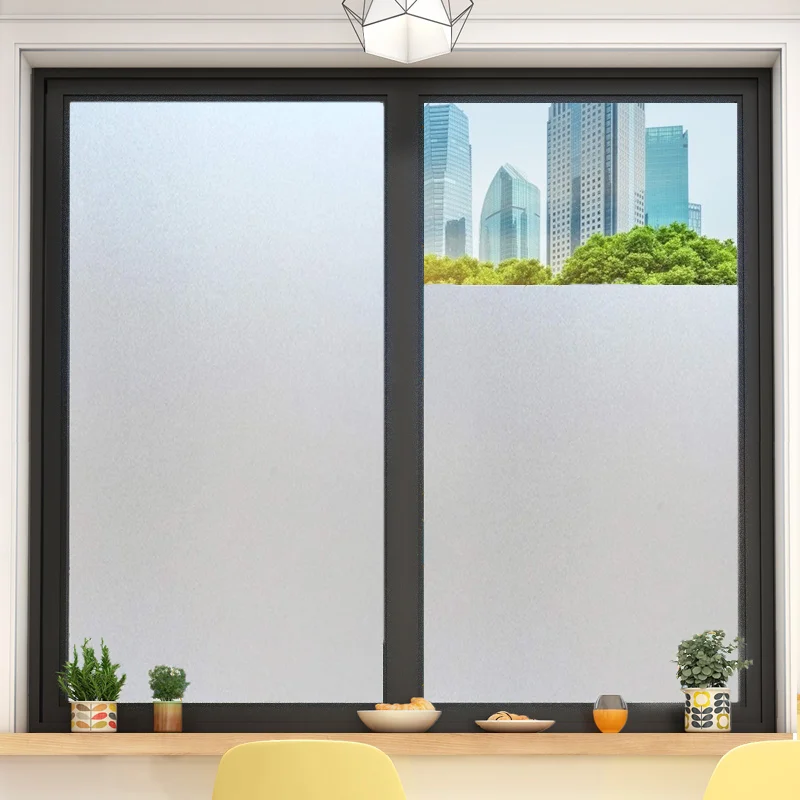 

Matte Frosted Privacy Window Film for Bathroom Self Adhesive Vinyl Anti Uv Film on Glass Window Light Blocking Window Tint Film