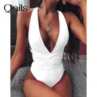 Сексуальный слитный купальник Qeils 2021, купальник с высоким вырезом, женский купальник с перекрестной повязкой, пляжная одежда, летний купальник с открытой спиной для женщин