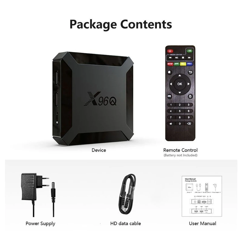 

X96Q Smart TV BOX And roid 10.0 Allwinner H313 Quad Core 2GB 16GB 4K Set-Top Box 24BB