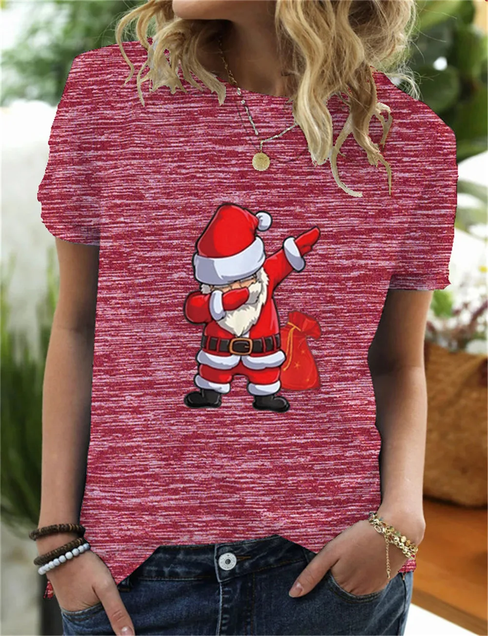 

Harajuku Streetwear Funny Women T-shirt Santa-claus Print Christmas T-shirt Plus Size White Tee Tops