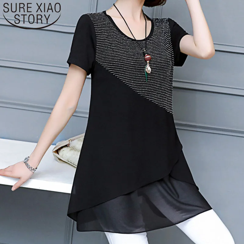 Женские топы блузки 2020 размера плюс шифоновые рубашки женские с коротким