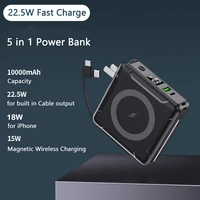 10000mah 22 5w power bank built in cable plug 15w magnetic qi wireless charger powerbank for iphone 12 pro max 12 mini poverbank