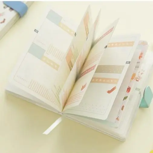 

Lovely girl cute undated diary book portable agenda monthly daily planner 112 sheets colorful cartoon notebook