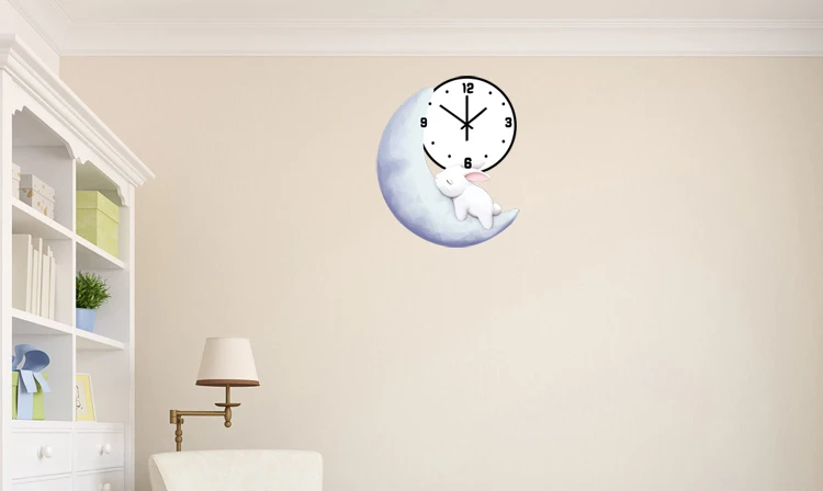 Креативные настенные часы для спальни милые с мультяшным котом современный