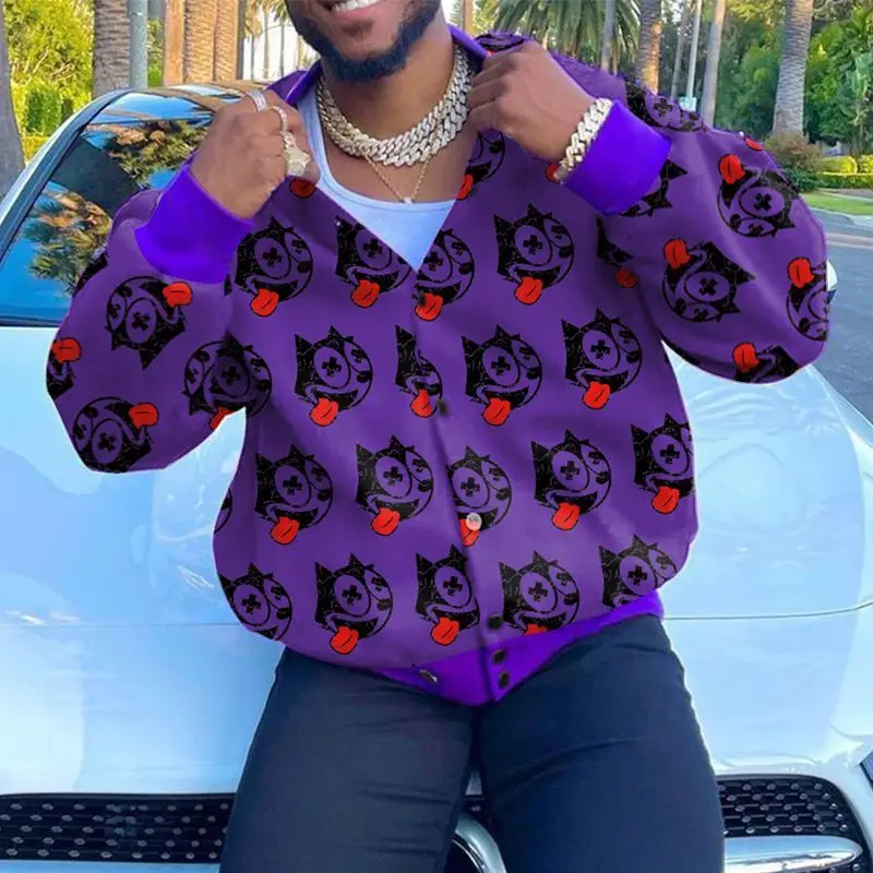 

2021 New Autumn Winter Jacket Mens Fashion Clothing Trends Harajuku Anime Coat Hot Slim Cartoon Printing Sports Baseball Uniform