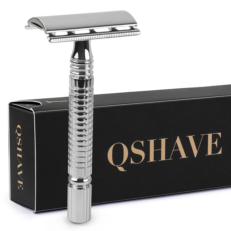 Qshave Short Handle Classic Safety Razor Double Edge Mens Shaving Razor Gift Box Pack Cure Handle, 1 Razor & 5 blades Qshave Short Handle Classic Safety Razor Double Edge Mens Shaving Razor Gift Box Pack Cure Handle, 1 Razor & 5 blades