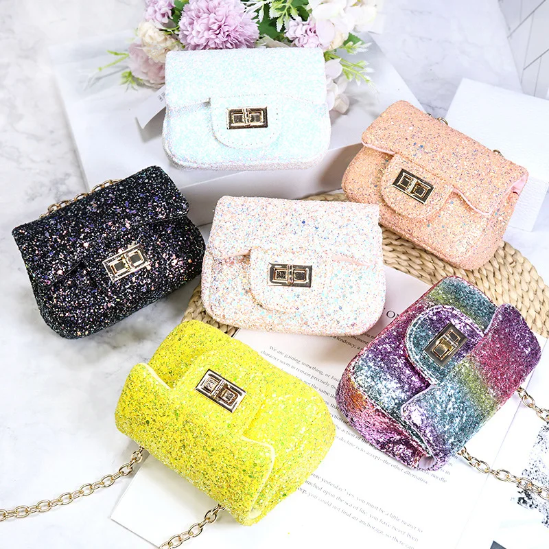 

Kids Leather Purses and Handbags Mini Crossbody Cute Shiny Sequin Women Small Coin Wallet Girls Shoulder Bag