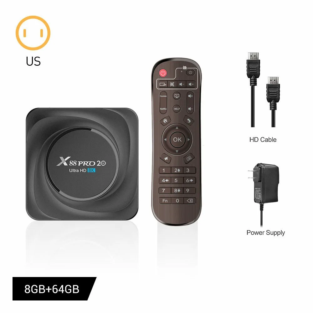 

X88 Pro 20 RK3566 Box Android 11 32 GB/64GB/128GB HD, Wi-Fi, 10/100 /1000 Smart 8K