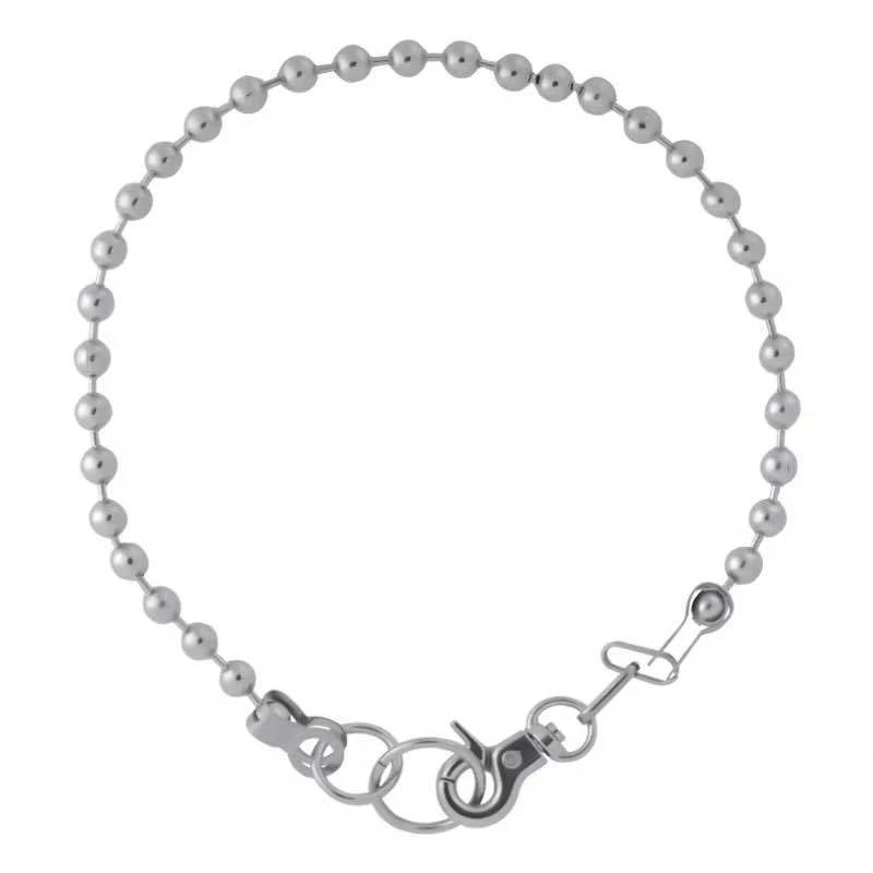 

POTCET Unisex Steel Ball Keychain Clavicle Chain Geometric Fashion Hip Hop Travel Memorial Jewelry