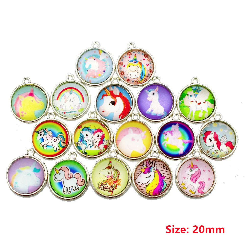 

Горячая Распродажа, 12 шт./лот, стеклянные подвески в виде единорога в виде животных, браслет, ожерелье, подвеска, рождественский подарок, юве...