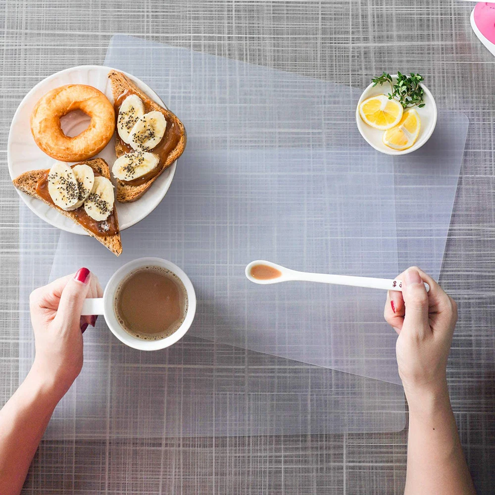 

Dinner Table Placemat 45cm x 30cm Polyester Placemat Dining Table Place Pad Mats Transparent Place Mats Plate Mat for Kitchen