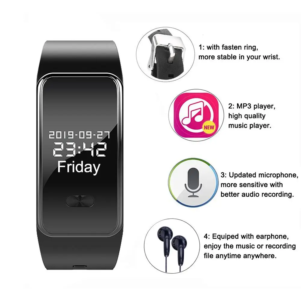 Смарт-браслет аудио Голосовое управление браслет переносной диктофон MP3 голоса