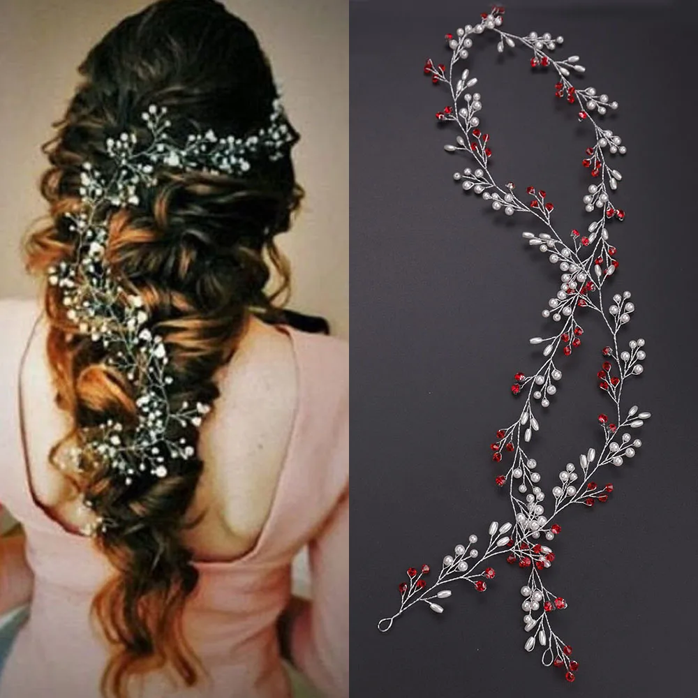 Свадебные волосы лоза и шпилька набор синий красный фиолетовый стразы жемчужные