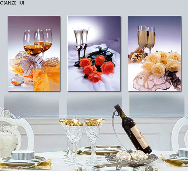 QIANZEHUI DIY 5D Diamond Embroidery Round Living room bedroom dining wine glass rhinestone full painting | Дом и сад