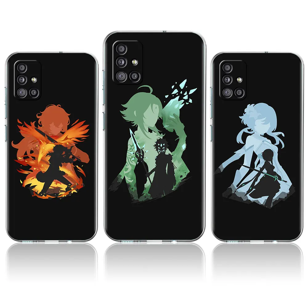 Genshin Impact Anime Transparent Case For Samsung Galaxy A51 A71 A21s A31 A12 A32 5G A21 EU A52 4G A41 A11 A22 TPU Phone Cover
