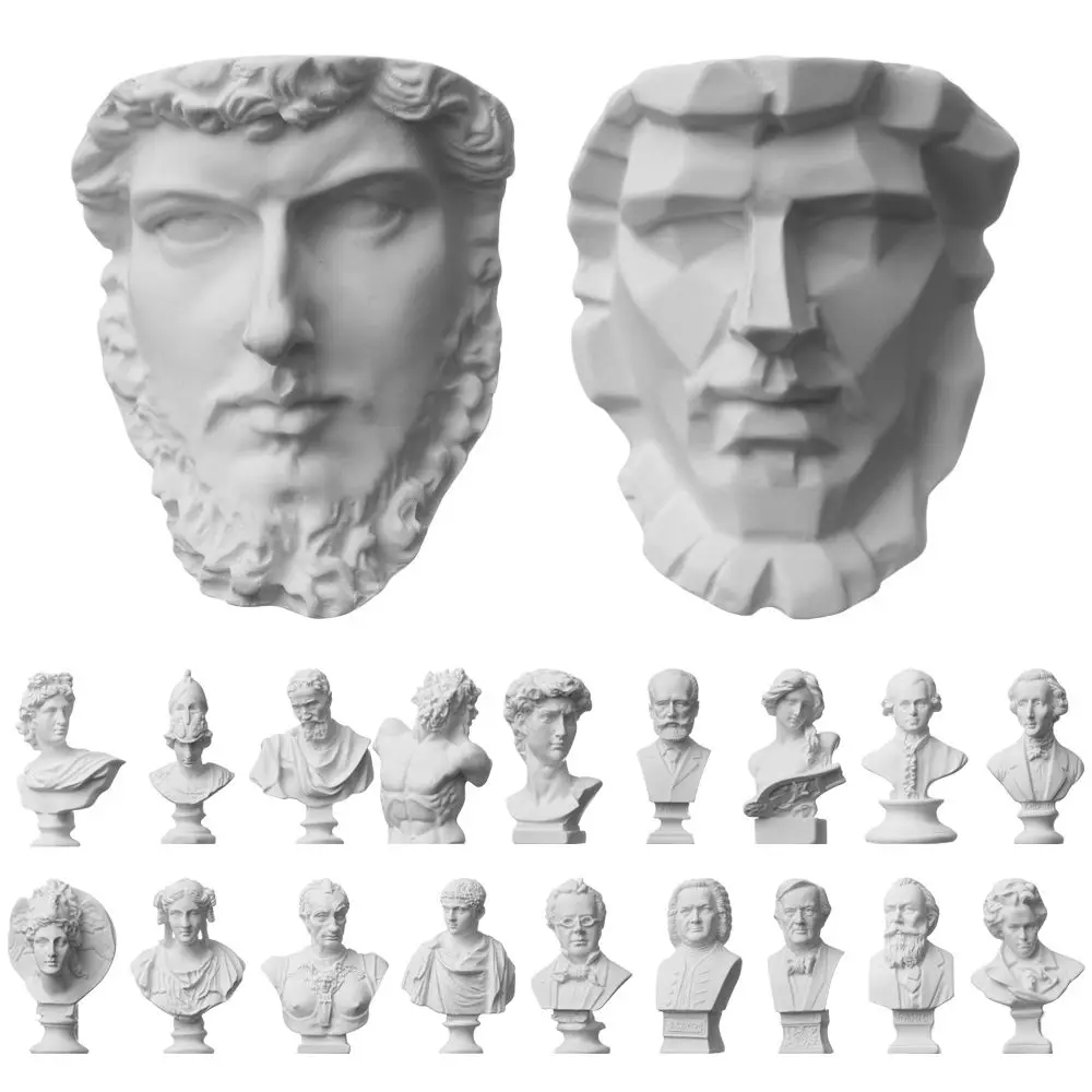 

1pc Mini Figurine Celebrities Home Decor Drawing Practice Plaster Statue Famous Sculpture Gypsum Bust Portraits Greek Mythology