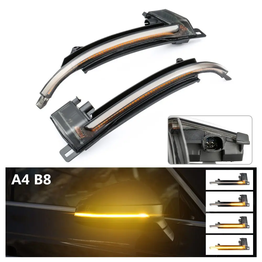 For Audi A4 B8 2 шт. светодиодный "бегущая вода" Вид сзади динамических последовательного зеркало указатель поворота светильник для Audi A3 S3 RS3 A6 C7 RS6 Q5 SQ5 Q7 SQ7 - Цвет: For Audi A4 B8