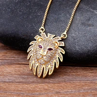 aibef luxury hip hop jewelry bling iced out necklace micro pave cubic zircon lion head pendant unisex fine party birthday gifts