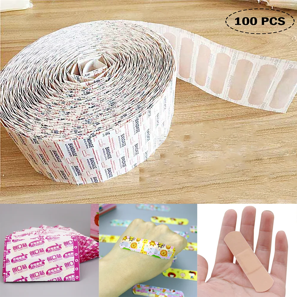 

100pcs Cartoon Band-Aids Waterproof Breathable Cushion Adhesive Plaster Wound Hemostasis Sticker Band First Aid Adhesive Bandage