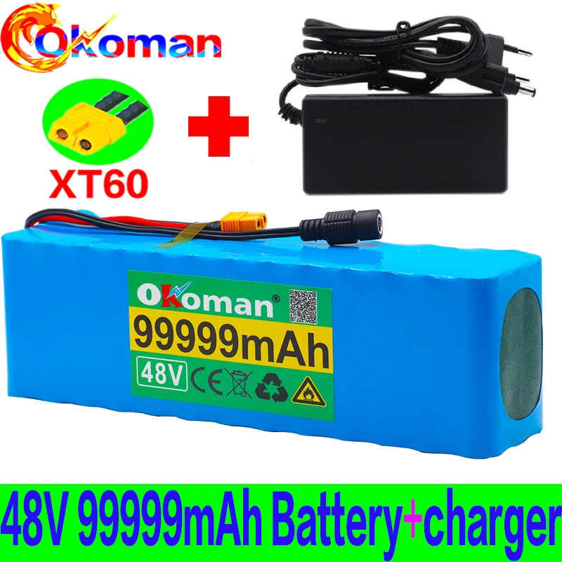 2021 48v литий ионный аккумулятор 99.999Ah 1000w 13S3P комплект батарей для электрических