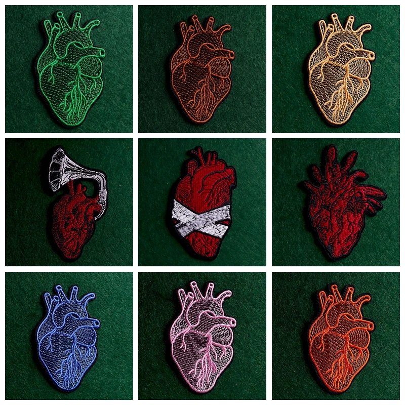 

Iron On Patch Heart Patch Embroidery Patches For Clothes Stripes DIY Heart-Shaped Badges Patches On Clothing Stickers Decor