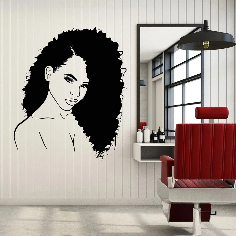 

Beautiful Girl Face Wall Stickers For Hair Salon Hairstyle Frizz Girls Vinyl Wall Decal Decor Bedroom Bathroom Decortion W462