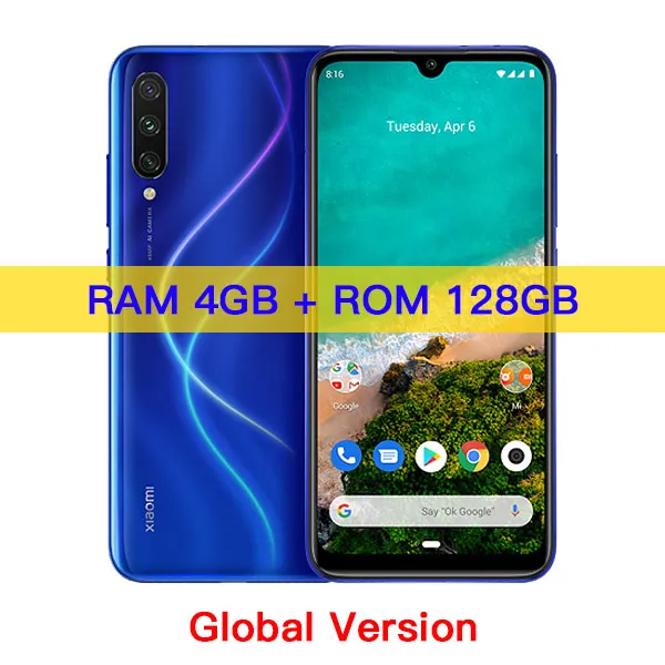 Глобальная версия Xiaomi mi мобильного телефона A3 mi A3 4 Гб 64 Гб 48 Мп+ 32 МП камера Восьмиядерный процессор Snapdragon 665 6,08" AMOLED экран - Цвет: 4GB 128GB Blue