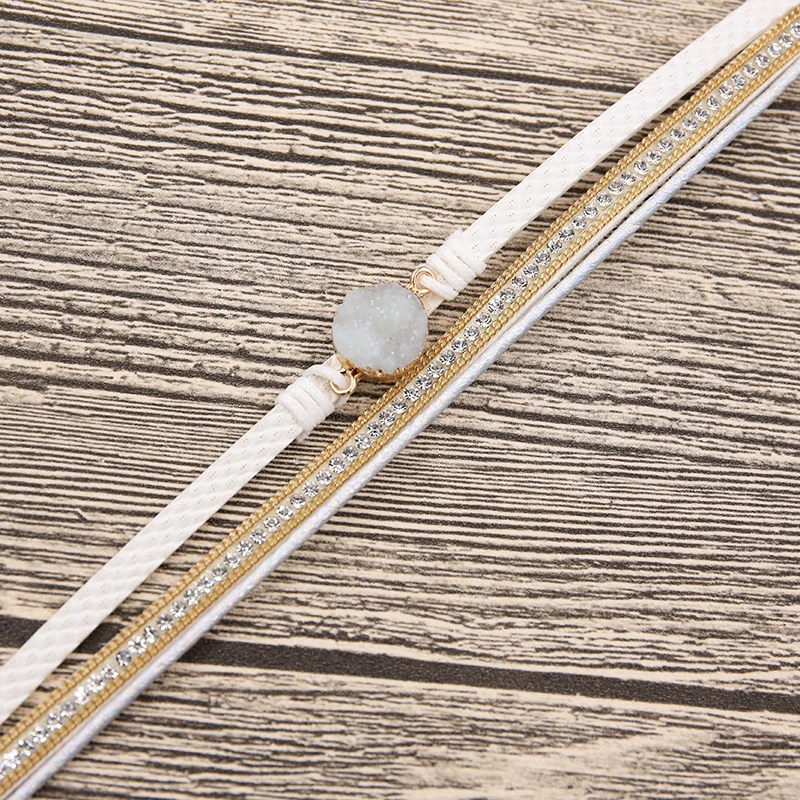 STRATHSPEY Многослойный кожаный браслет для женщин винтажные стразы браслеты ручной