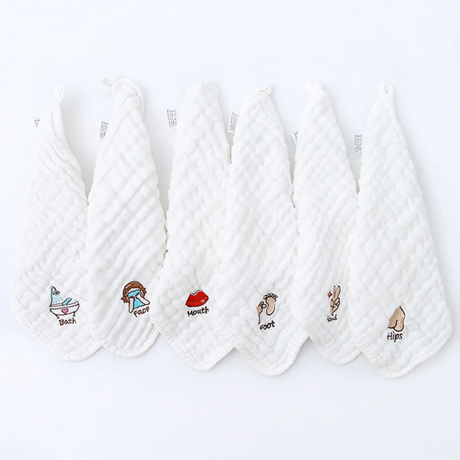 6 шт. Детские хлопковые полотенца с вышивкой | Мать и ребенок