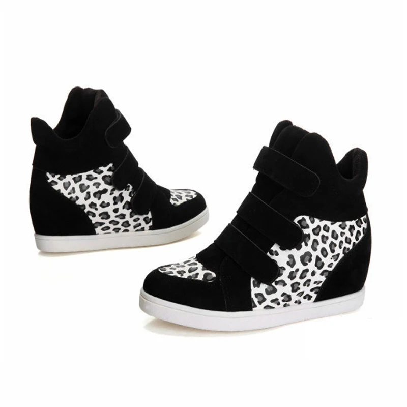 

Women Sneakers Shoes Internal increase Female Casual New Woman Loop Leopard Fashion Platform Shoes Footwear Non Slip Hook