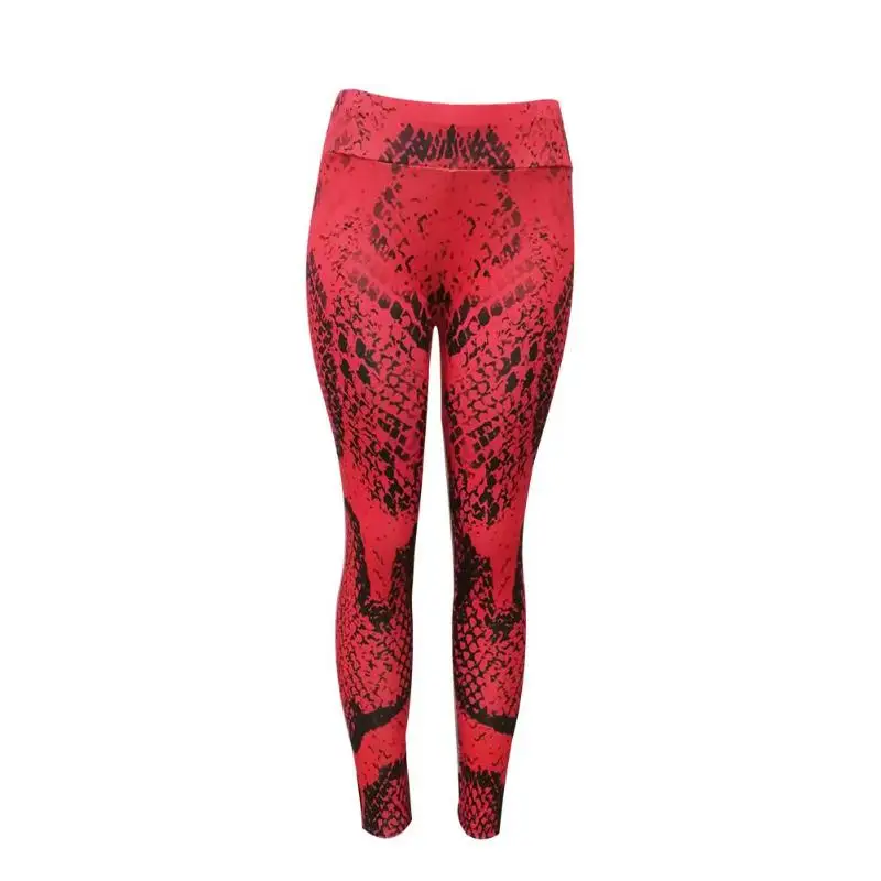 Пикантные женские штаны для йоги с принтом змеиной кожи узкие красные спортивные