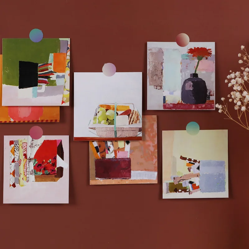 Ins Простая Современная картина маслом Декоративная открытка 9 листов красочный