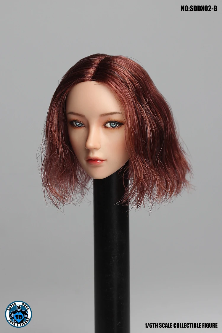 

SUPER DUCK SDDX02 1/6 Asian Beauty Girl Female Head Sculpture Red Hair Carved Model For 12" Action Figure Body Accessories