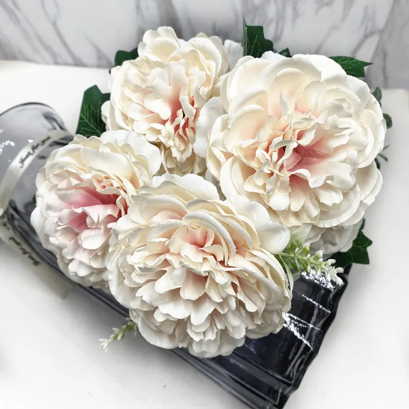 1 шт. шелковые искусственные цветы в стиле ретро большой Букет пионов 5 больших