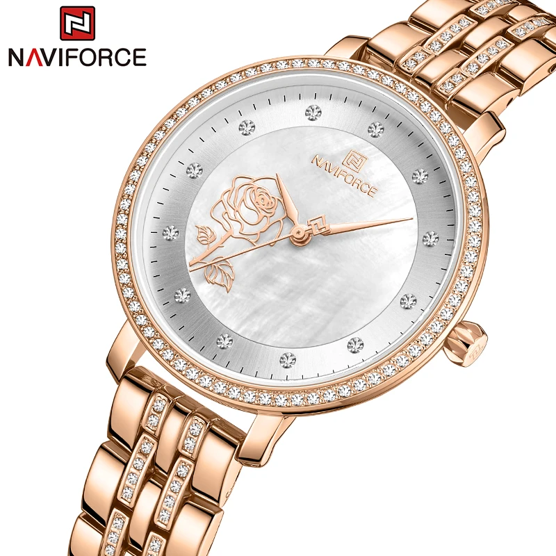 

Часы женские NAVIFORCE, водонепроницаемые, из нержавеющей стали, с браслетом