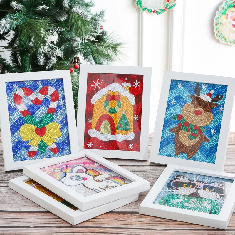 

5D Diamond Painting Kits for Kids Beginner Christmas Deer Santa Claus DIY Crystal Art Painting by Number Kit Home Decoration