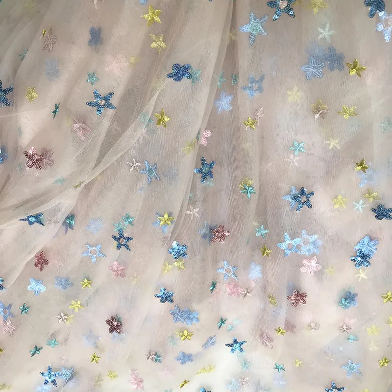 130 см X50CM изготовленное на блестящих звезд блесток Тюль мягкая ткань для