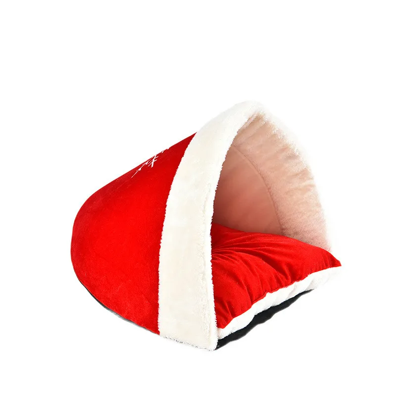 Уютная Лежанка для кошек домик малышей Рождественская шляпа гнездо собак мягкий