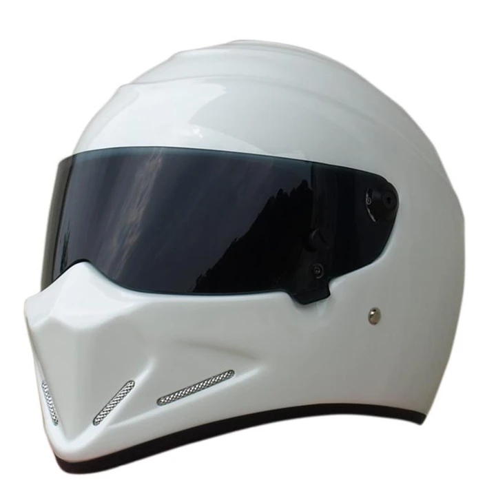 white-black lens Абсолютно мотоциклетный шлем из углеродного волокна с полным лицом, шлем локомотив, персональный шлем для мотокросса, дорожный гоночный шлем, Capacete - Цвет: white-black lens