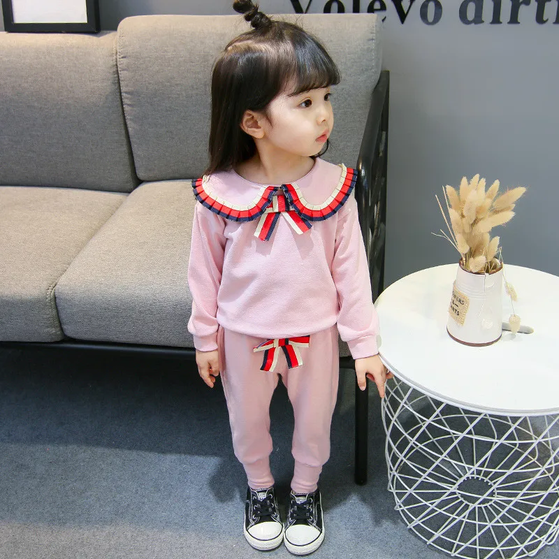 Комплекты одежды в школьном стиле для маленьких девочек топ с длинными рукавами