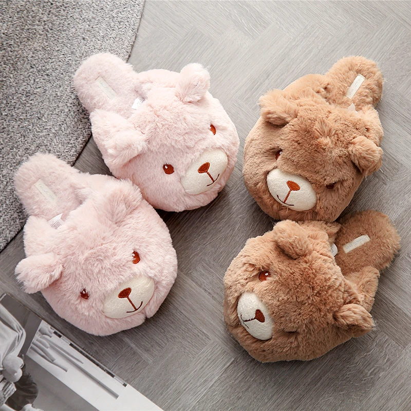 

Millffy Brown bear pink bear slippers animal home slippers indoor fashion women Breathable comfortable home slippers+