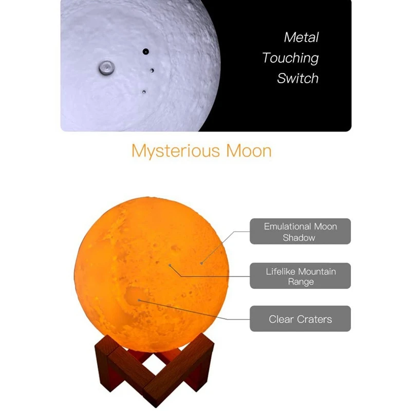 

LED Lunar Air Humidifier 3D Moon Lamp USB Rechargeable Air Humidifier Night Light Purifier