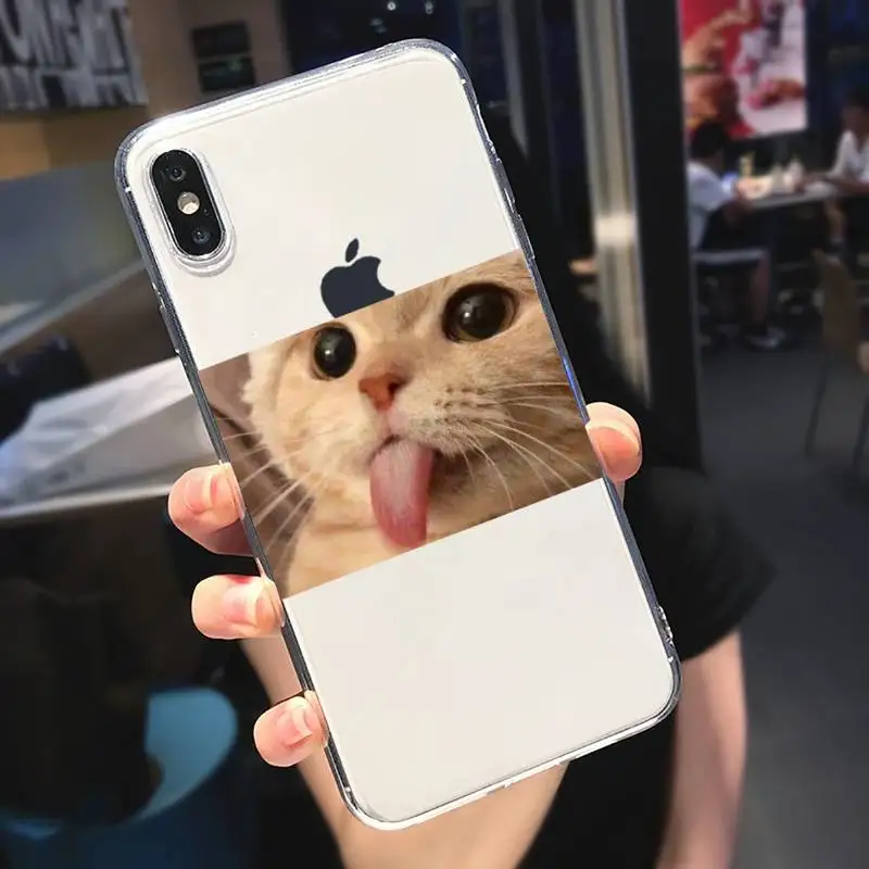 

Cute animal cat dog Phone Case Transparent for iPhone 6 7 8 11 12 s mini pro X XS XR MAX Plus